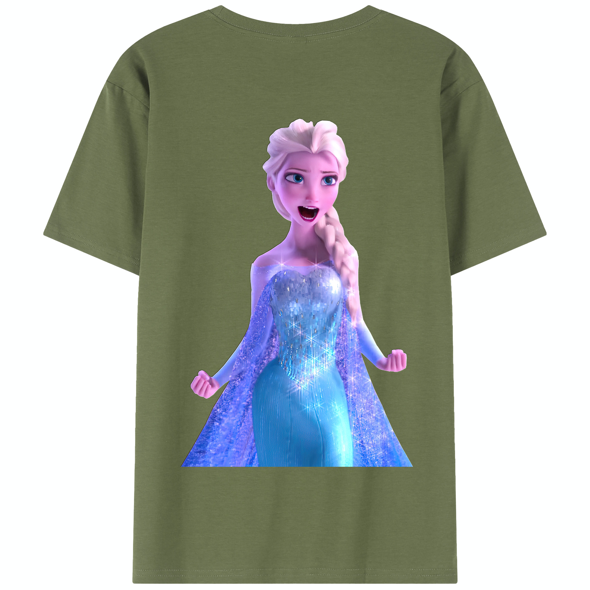 （画像用） アナと雪の女王 アンナ エルサ Frozen Anna Elsa 綿100％半袖Tシャツ（背面プリント）